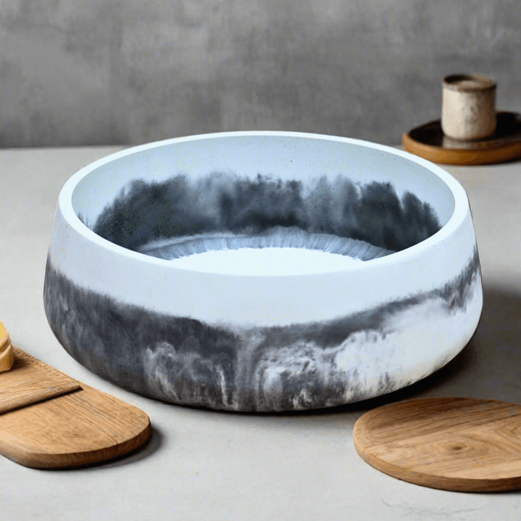 handcrafted round concrete bowl