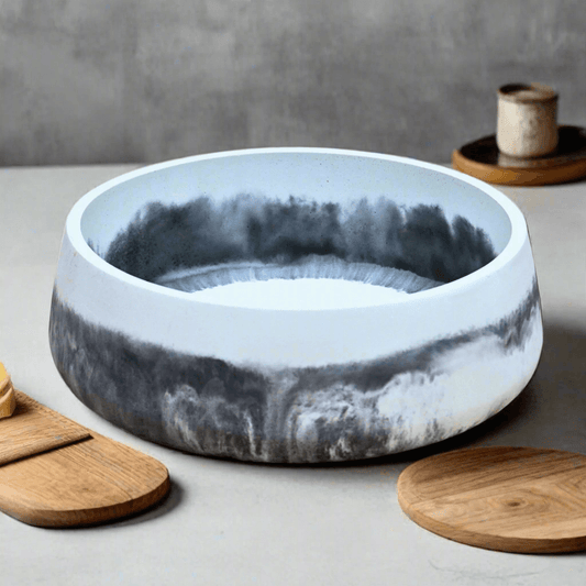 handcrafted round concrete bowl